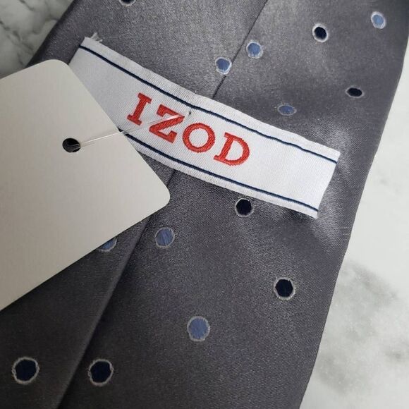 NWT IZOD Men's Gray Polka Dot Tie - Picture 6 of 7